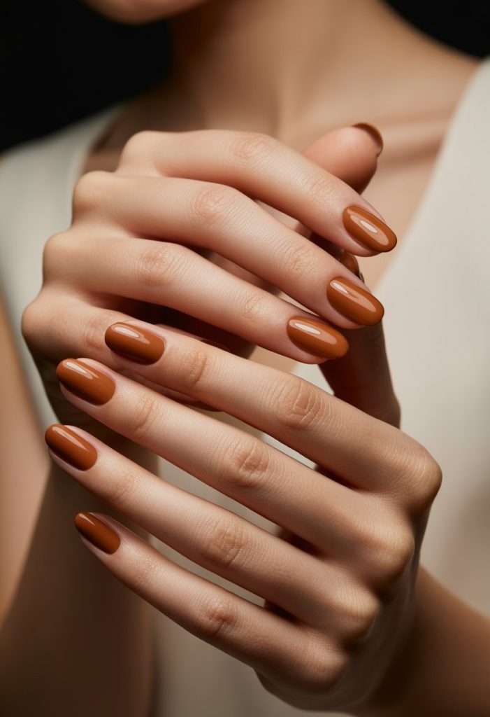 Cinnamon Tones with Matte Topcoat Nail