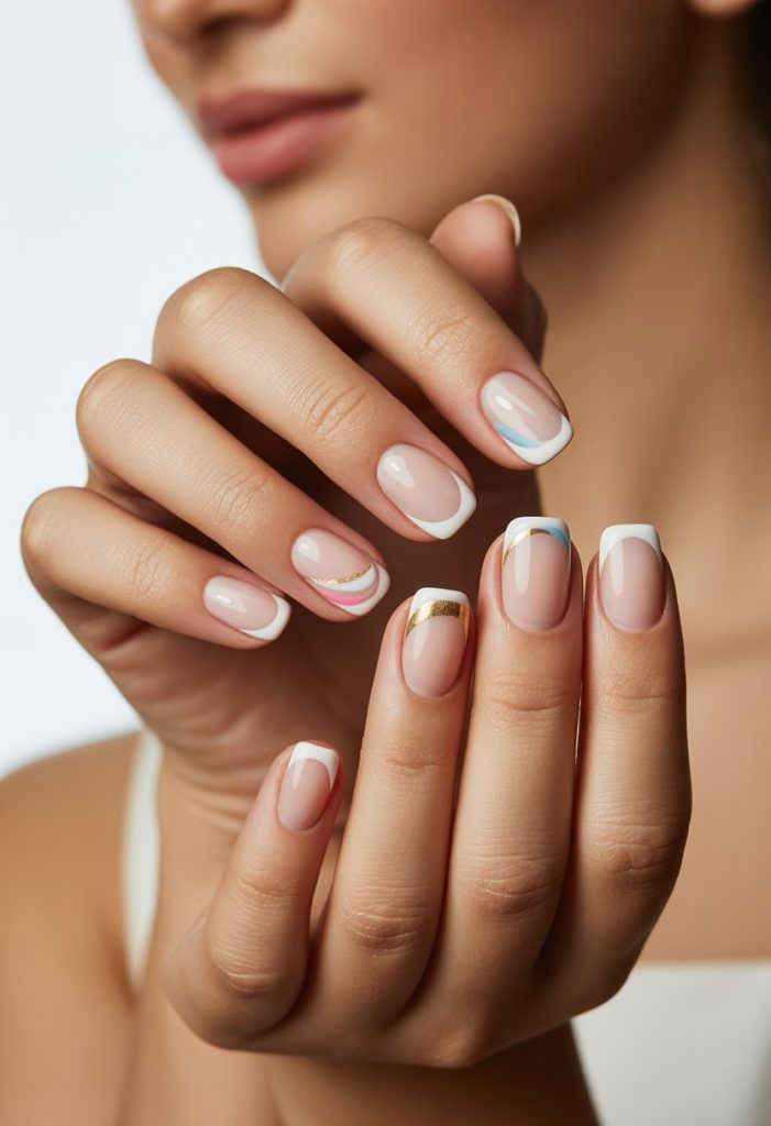 Classic French Manicure with a Twist Nail