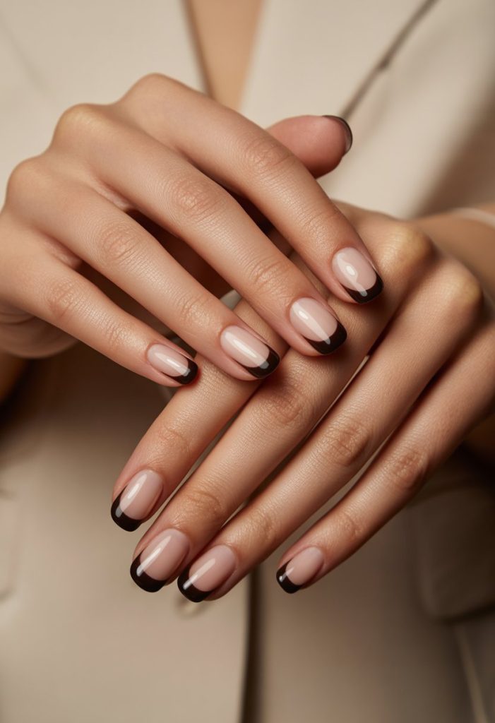 Dark Brown French Tips Nail