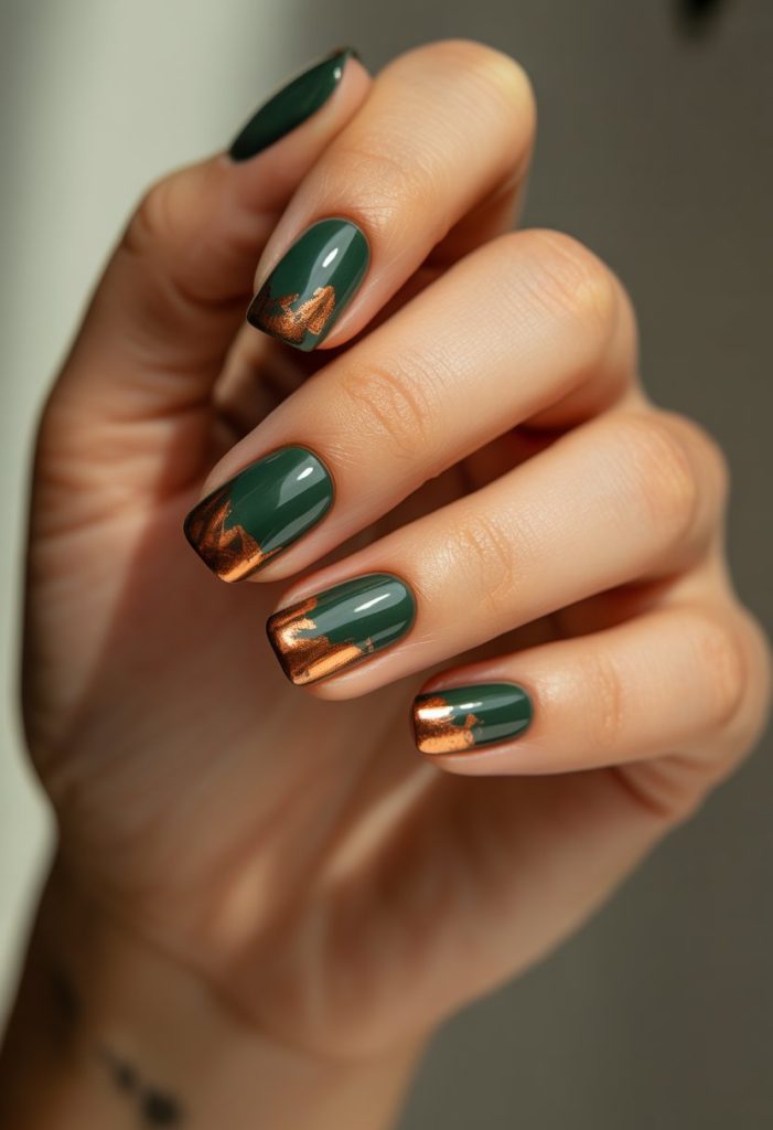 Dark Forest Green with Copper Foil Nail