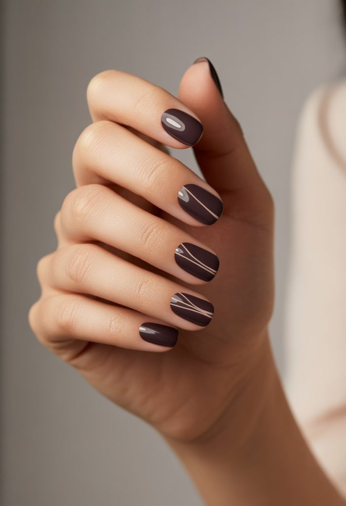 Dark Plum with Minimalist Lines