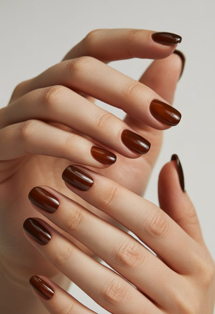 Deep Brown Jelly Nails