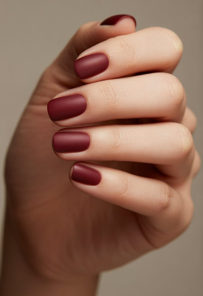 Deep Burgundy Matte Finish Nail