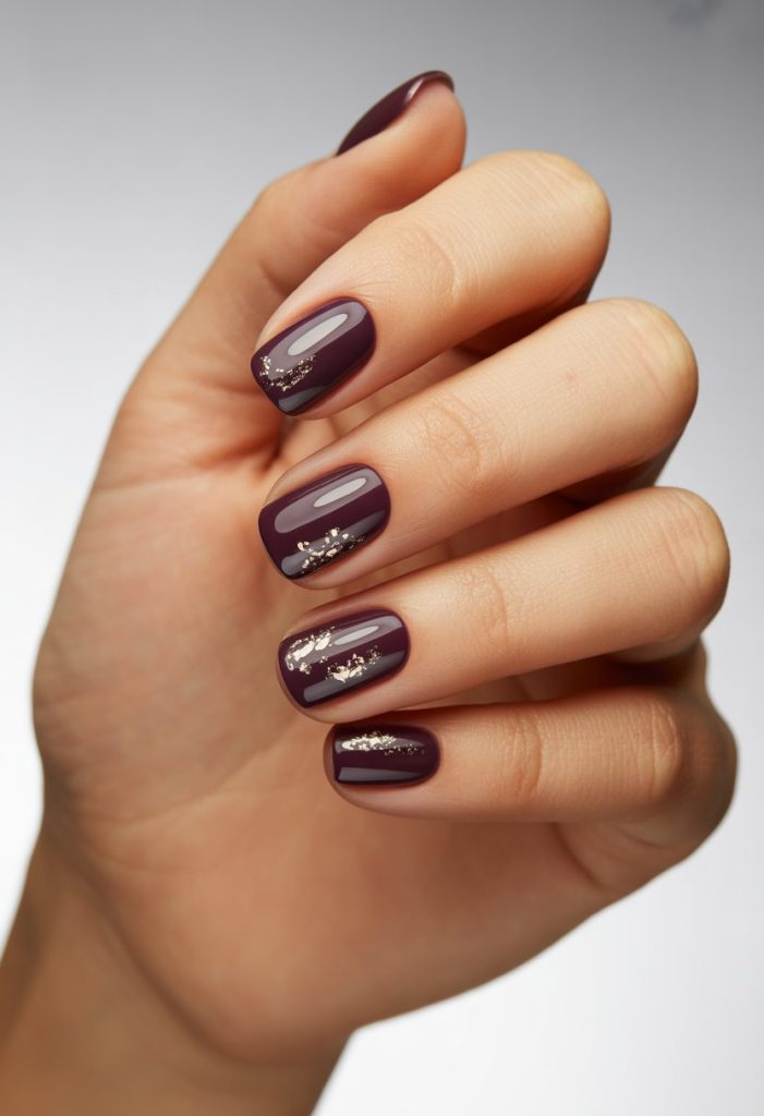 Deep Plum with Silver Flakes Nail