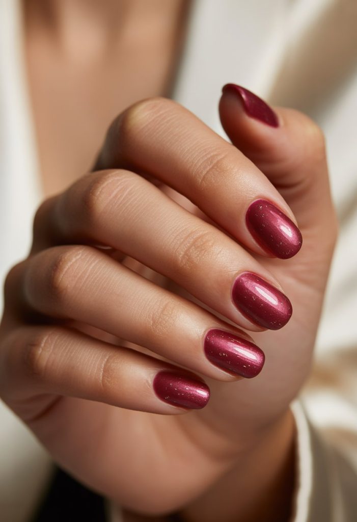 Deep Rose with Metallic Flecks Nail