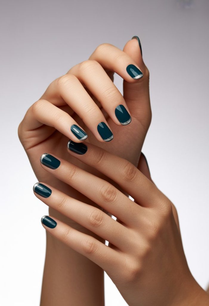 Deep Teal with Silver Stripes