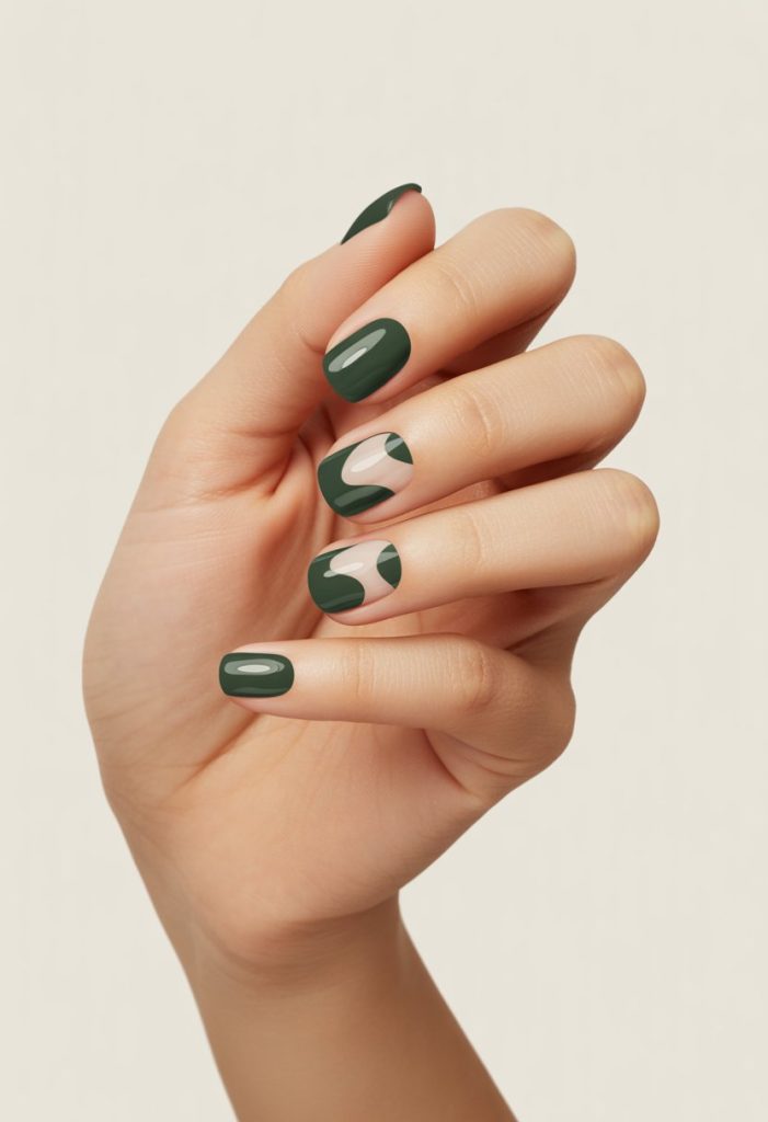 Forest Green with Negative Space Nails