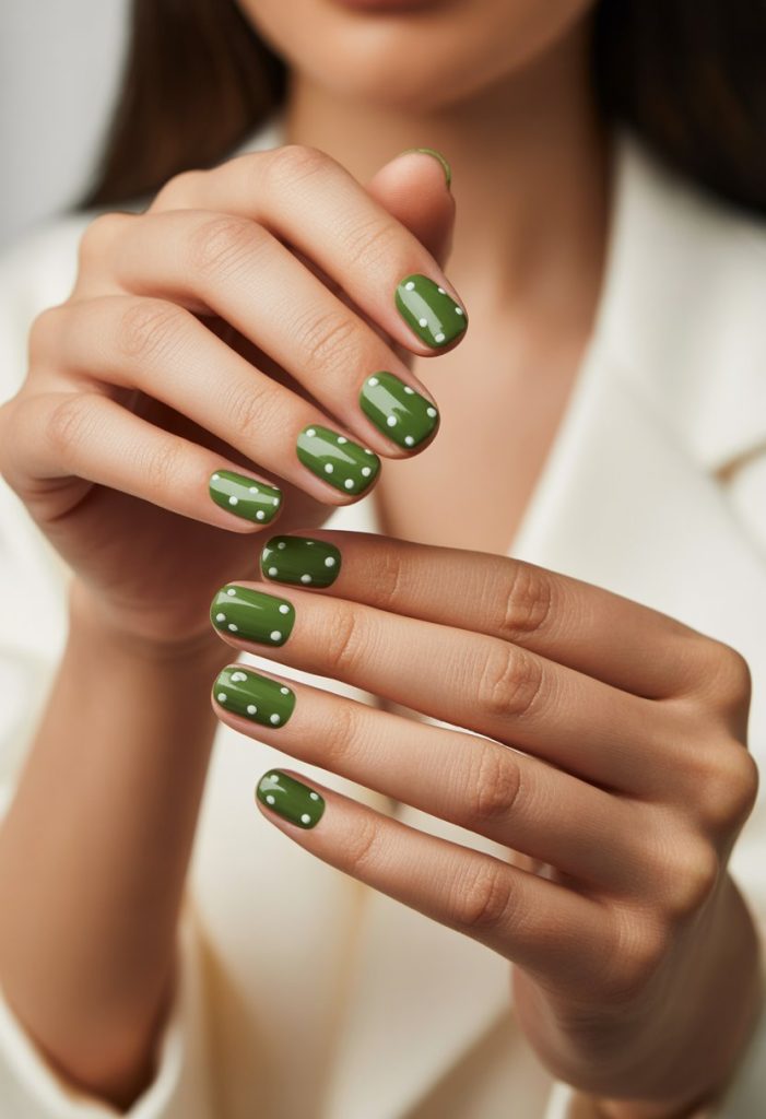 Forest Green with White Dots