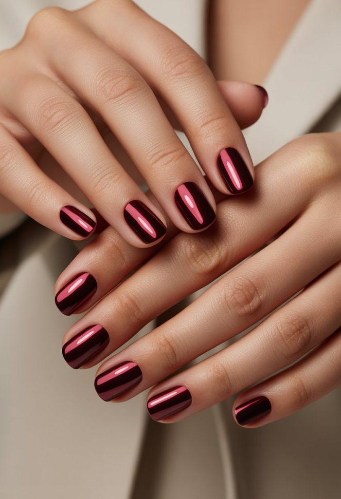 Maroon Chrome Nails