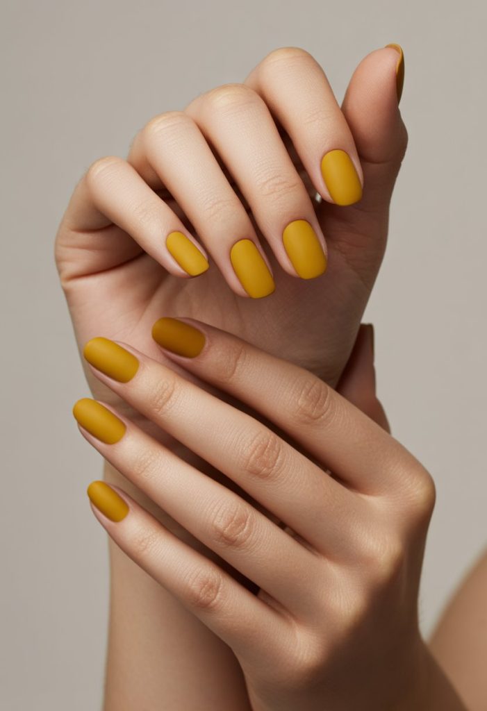 Matte Mustard Yellow Nails