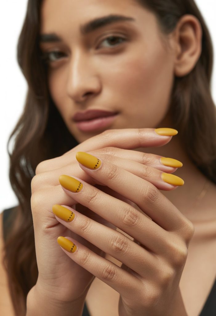 Matte Mustard Yellow with Dots
