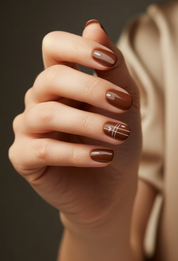 Milk Chocolate Brown with Minimal Art Nail