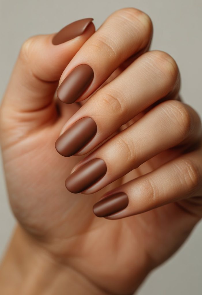 Mocha Brown with Matte Topcoat Nail