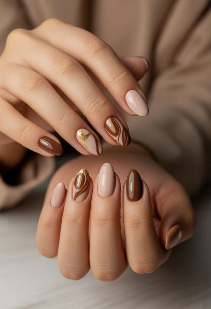 Mocha Mousse Nail Design