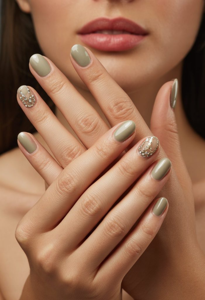 Muted Gold with Rhinestone Accent