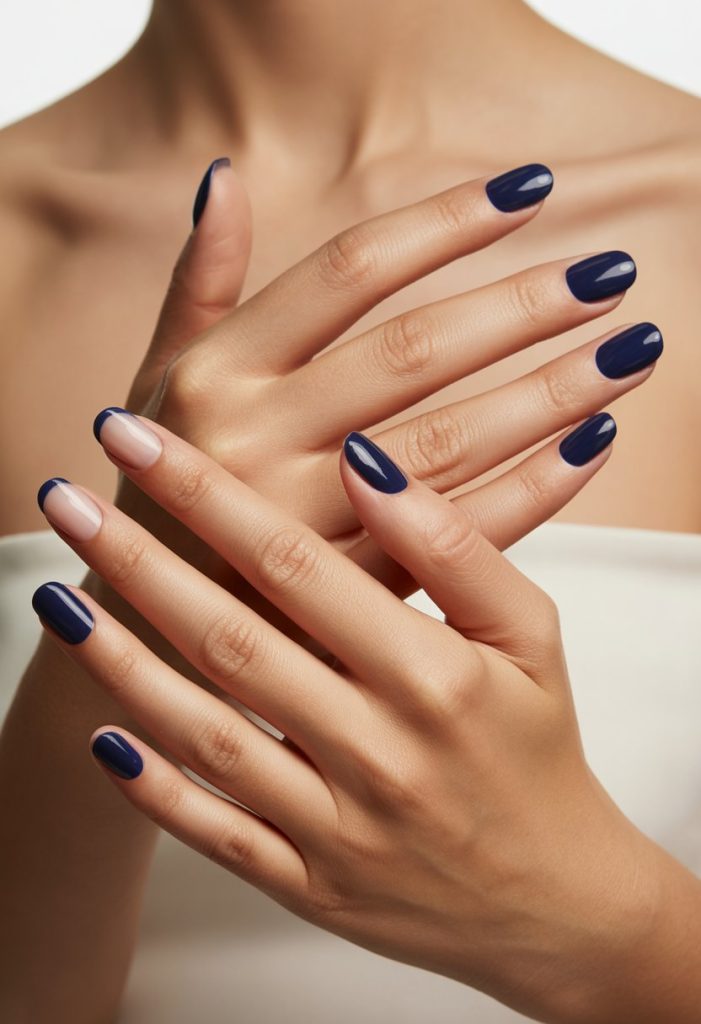 Navy Blue French Tips