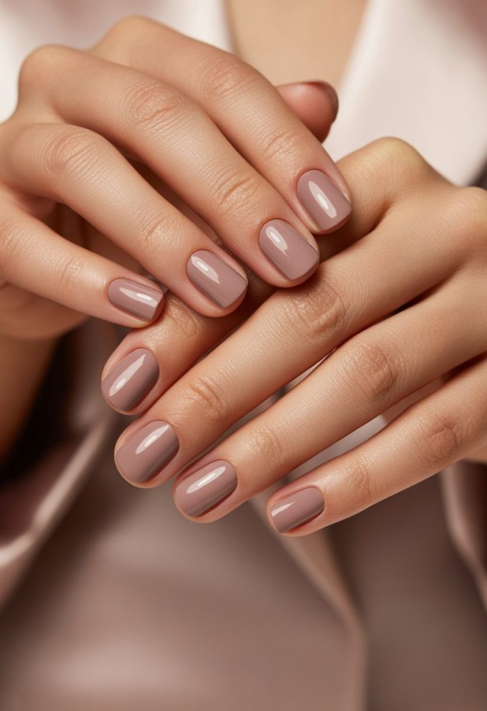 Neutral Mauve with Matte Top Coat Nail