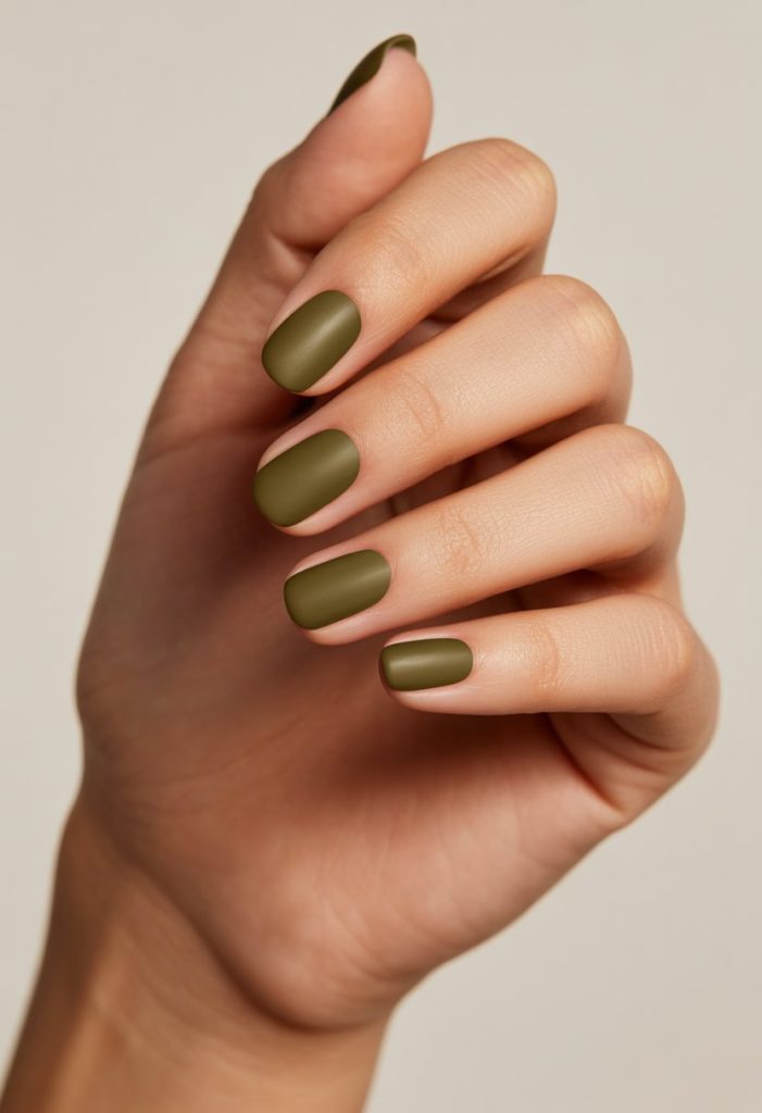 Olive Brown with Matte Finish Nail