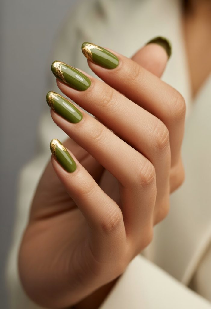 Olive Green with Gold Foil