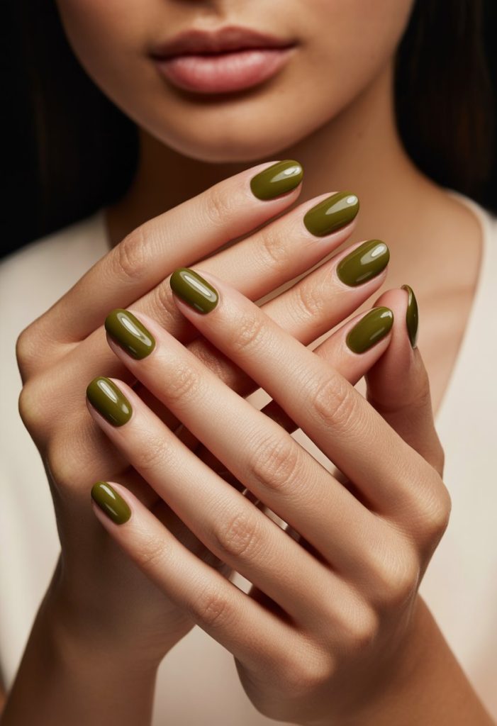 Olive and Bronze Gradient Nails