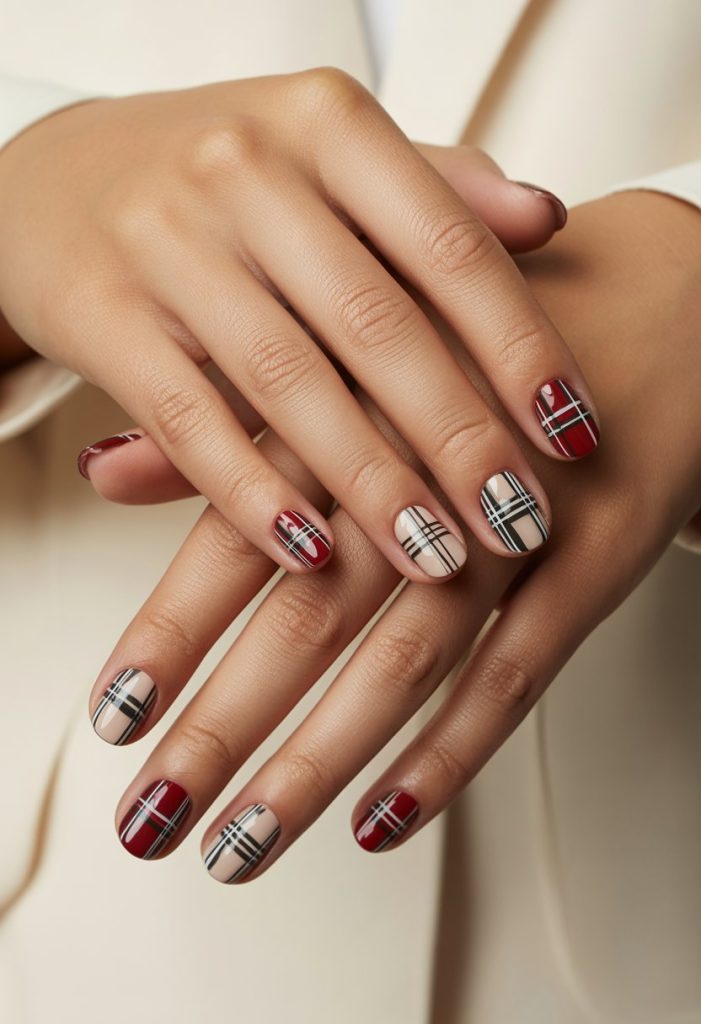 Plaid Pattern Nails