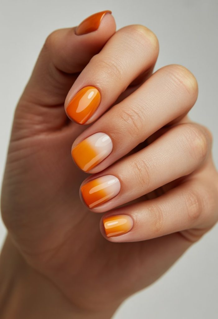 Pumpkin Orange Gradient Nail