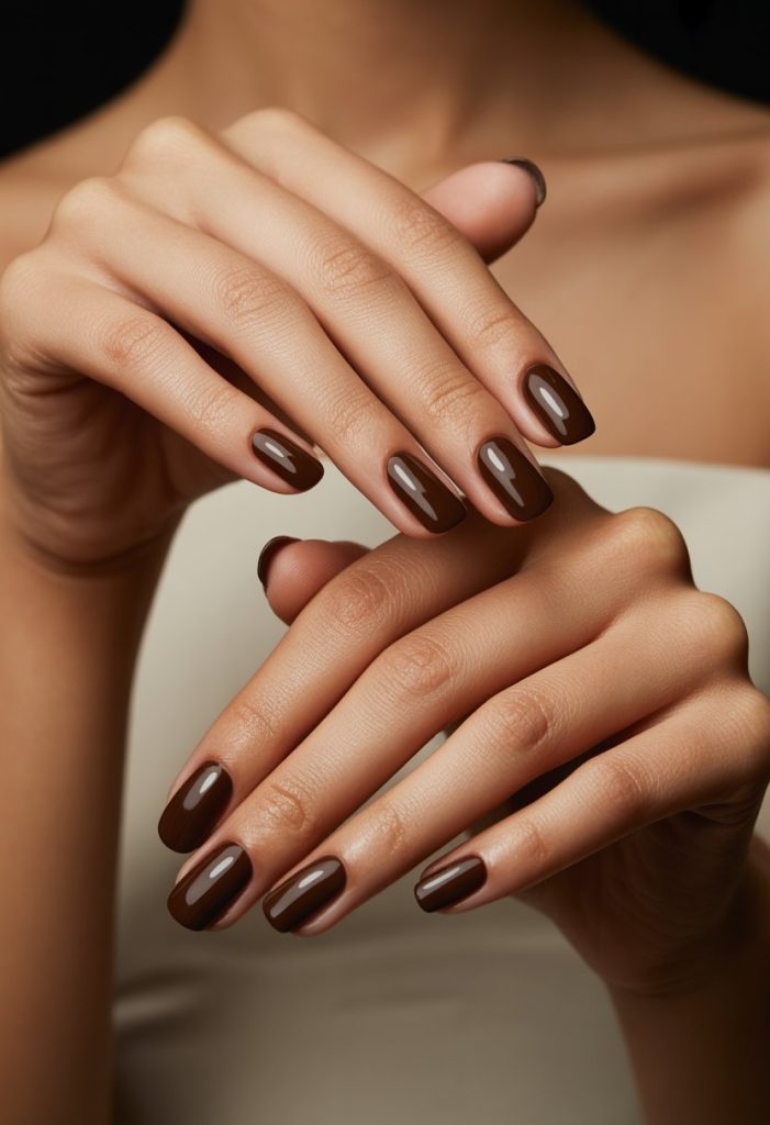 Rich Chocolate Brown Nails