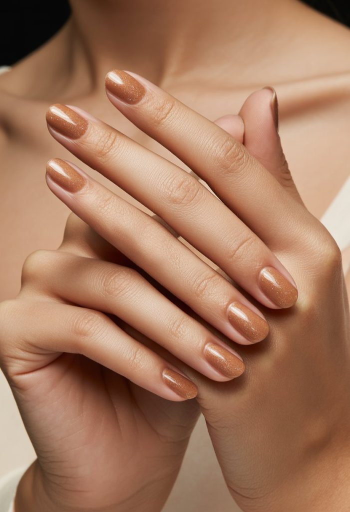 Sandy Brown with Subtle Sparkle Nail