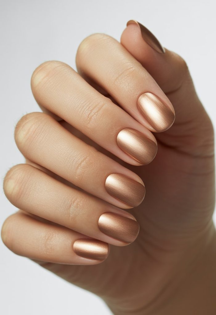 Satin Bronze French Manicure Nail
