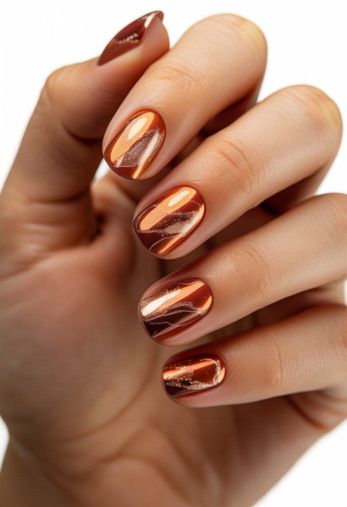 Shimmering Copper and Gold Marble