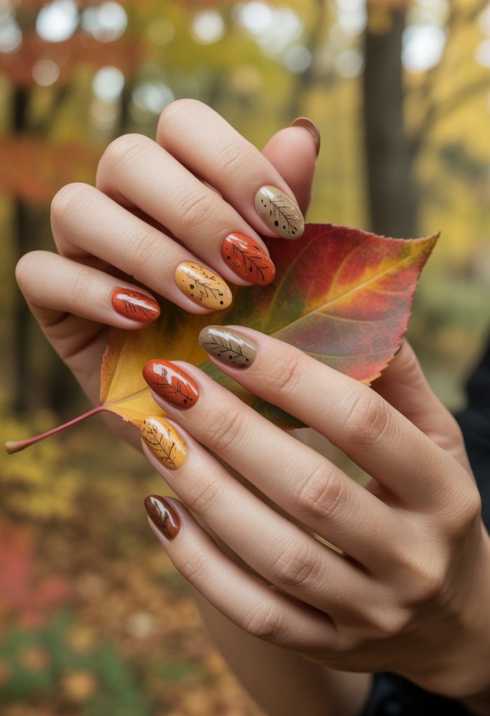 Speckled Autumn Leaf Nails