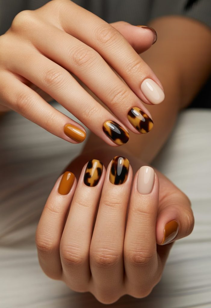 Tortoise Shell Accent Nails