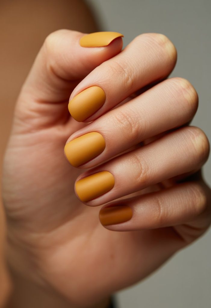Warm Mustard Yellow with Matte Finish Nail