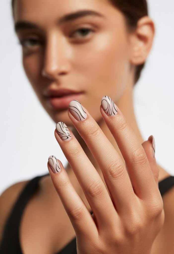 Abstract Line Art Nails