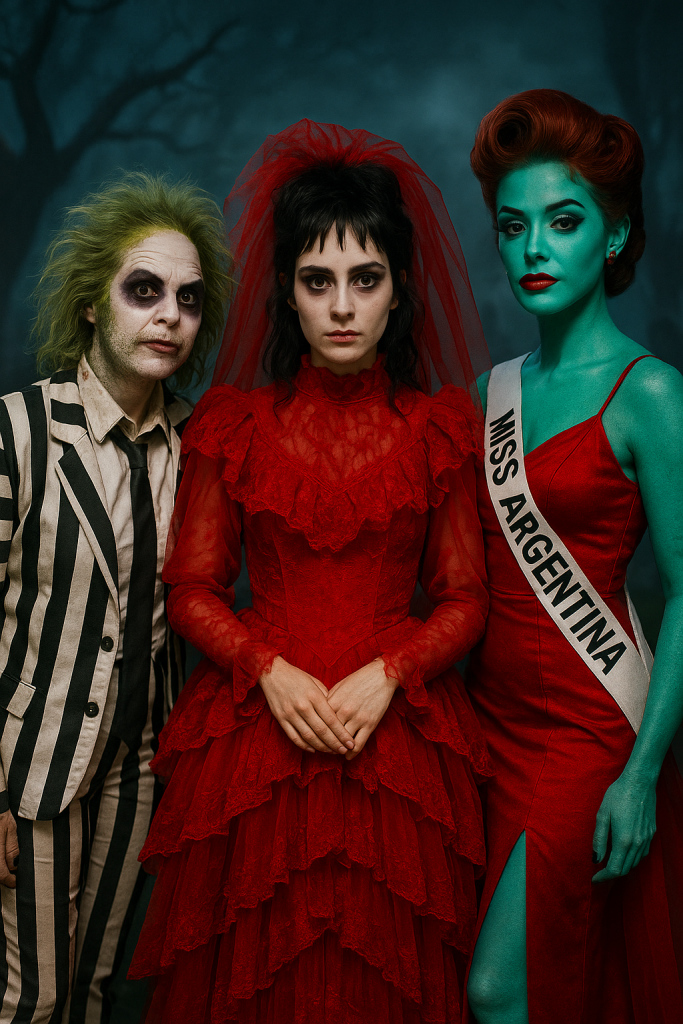Beetlejuice, Lydia, and Miss Argentina