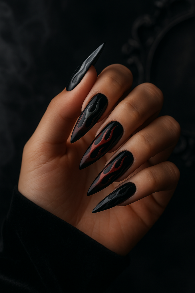Black Flames Nails