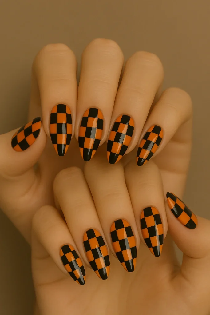 Black and Orange Checkerboard