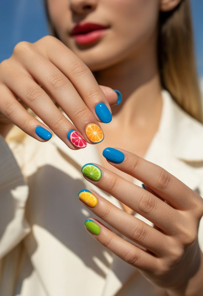 Bright Blue Fruity Set Nail