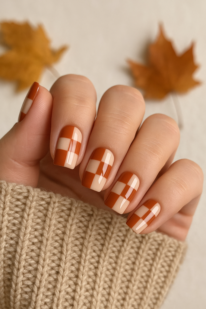 Burnt Orange Checkerboard