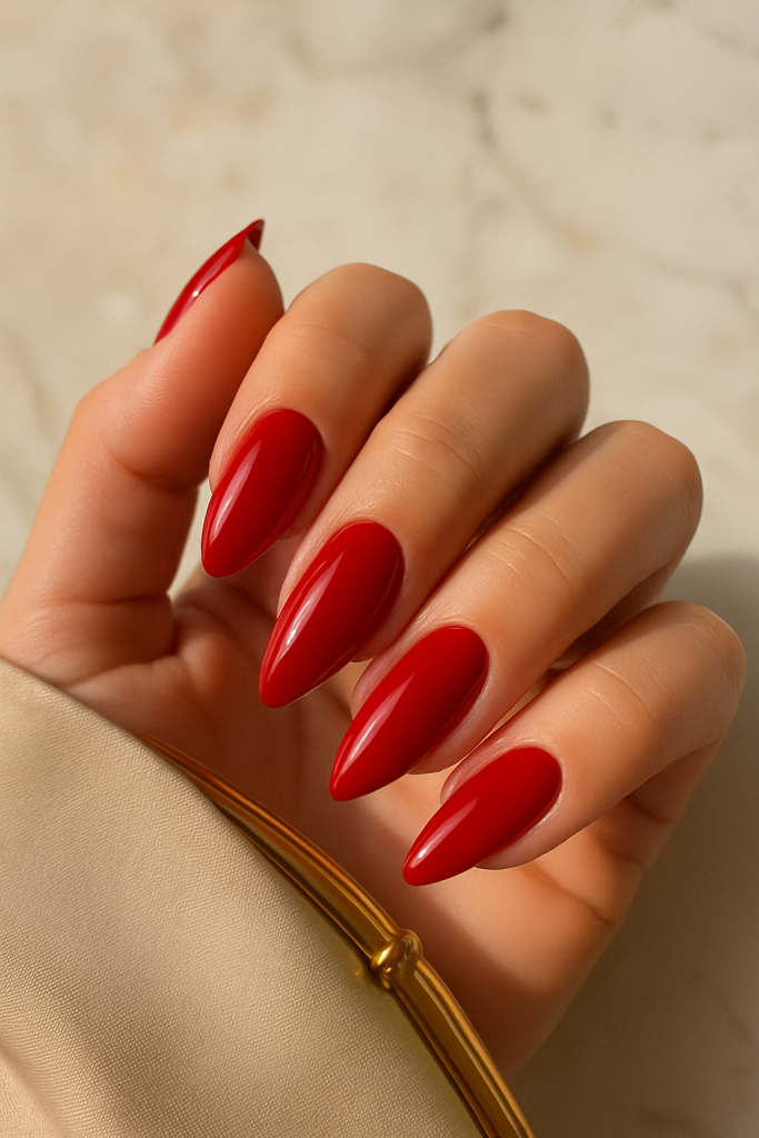 Cherry Red Almond Nails