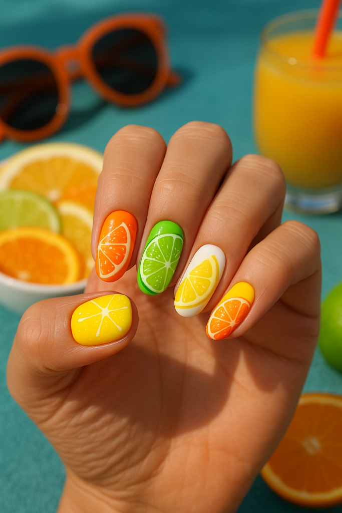 Citrus Fruit Nail Art