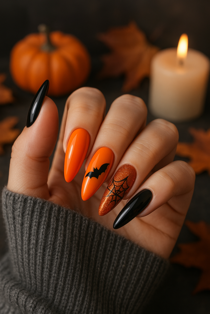Classic Black and Orange Mani