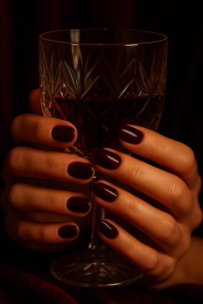 Dark Cherry Short Nails