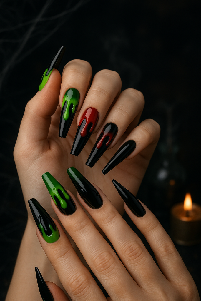 Dripping Slime Effect Nails