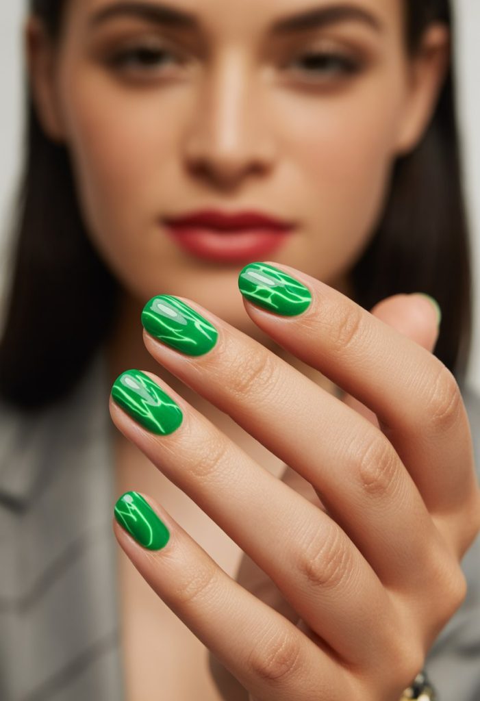 Electric Green Streaks Nail