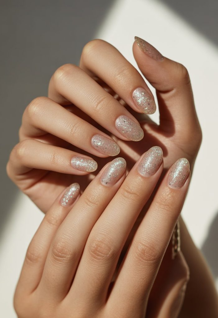 Glitter-Flecked Manicures Nail