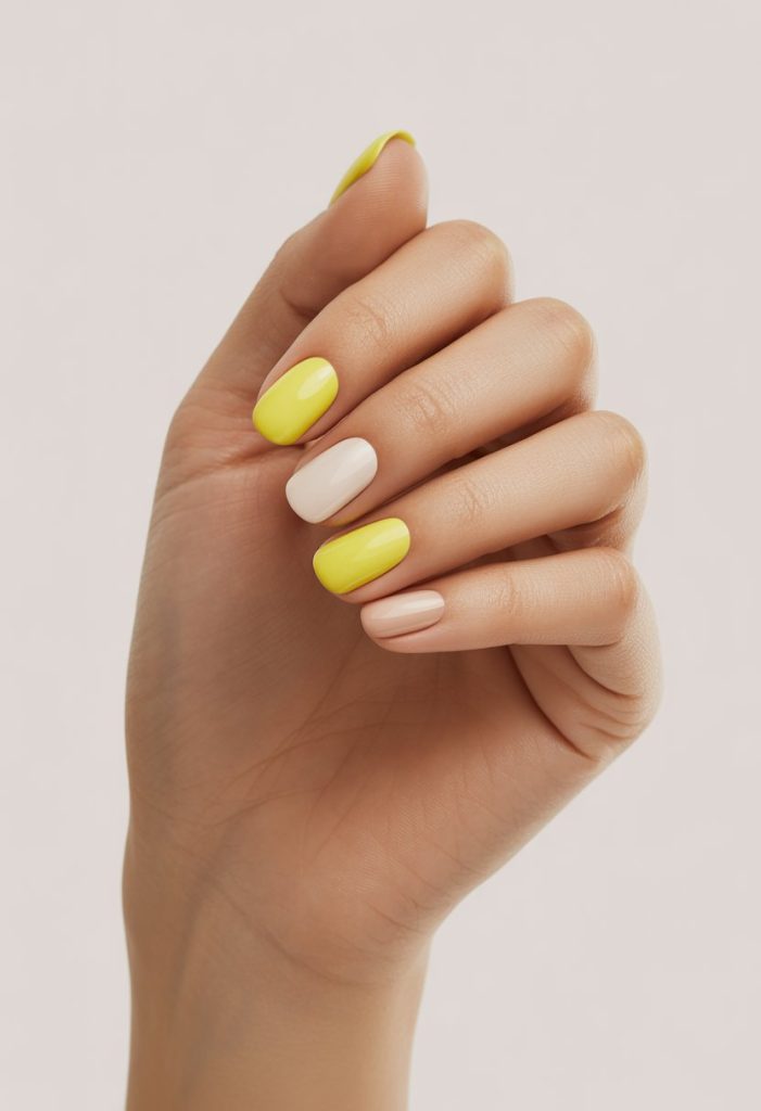 Lemon Yellow Accents Nail