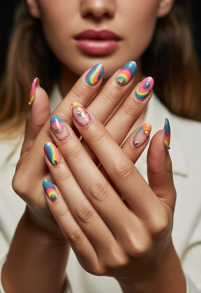 Maximalist Rainbow Nail Designs