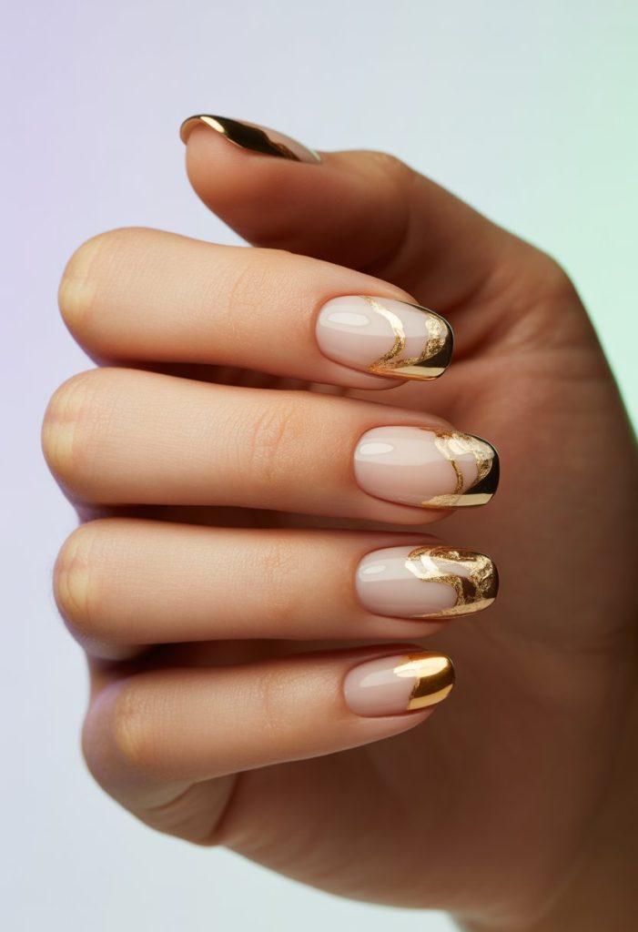 Metallic Gold Accents Nail