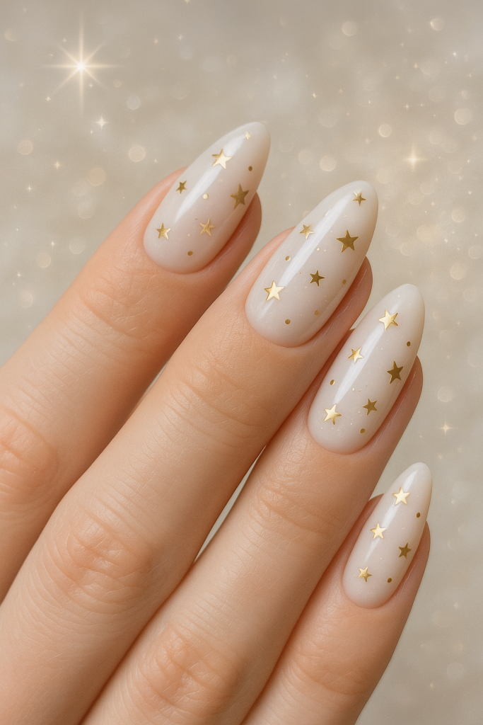 Milky White Base with Gold Stars